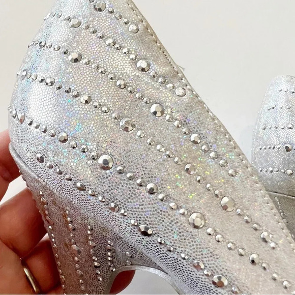 Sheikh Silver Metallic Studded Platform Pleasers‎ Size 9 6” Heel Boudoir Pole - Picture 11 of 14